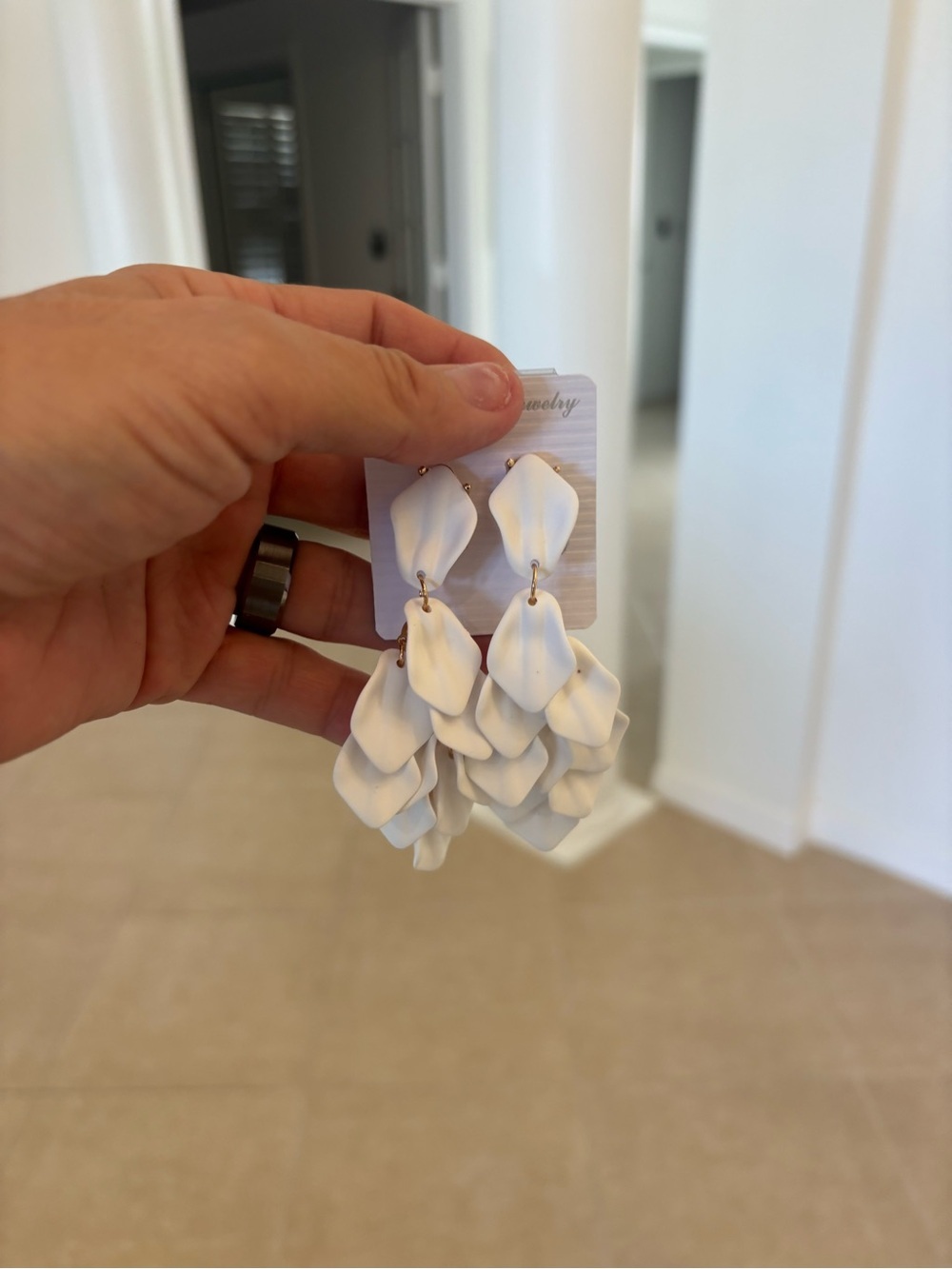 White Petal Drop Earrings